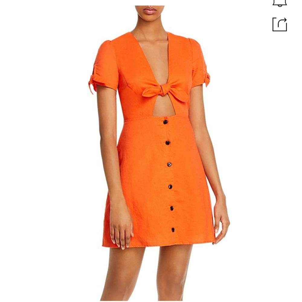 Lost + Wander, Tie-Front Orange Mini Dress